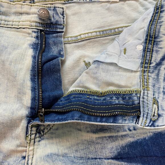 Akademiks Jeanius Distressed Jeans Men 36x30 Vintage Washed Whisker Grunge - Picture 5 of 12